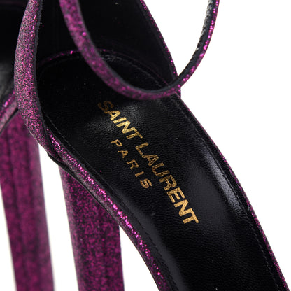 Saint Laurent Glitter Hall Platform Sandals 37.5 Purple 6 of 11