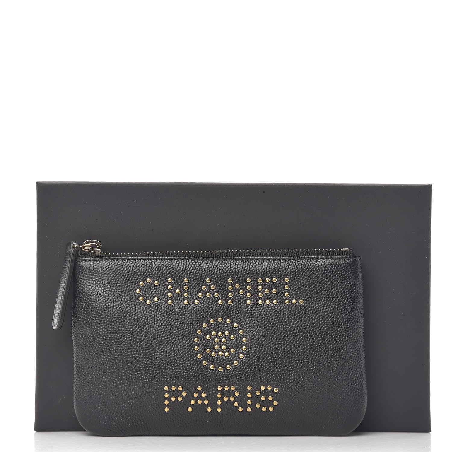 Chanel Caviar Studded Deauville Cosmetic Pouch Black 9 of 9