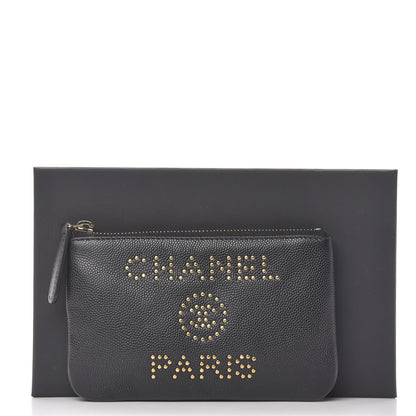 Chanel Caviar Studded Deauville Cosmetic Pouch Black 9 of 9