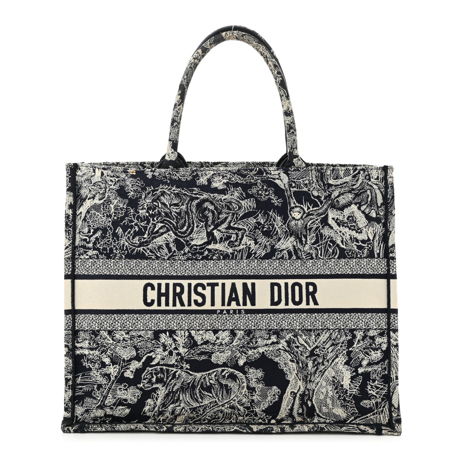 Christian Dior Canvas Embroidered Large Dioriviera Toile De Jouy Reverse Book Tote Blue 1 of 13