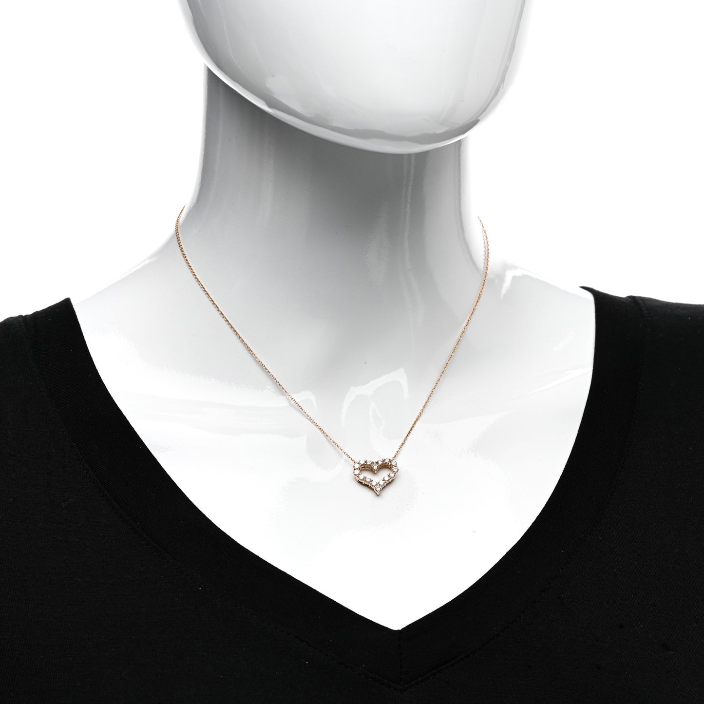 18K Rose Gold Diamond Small Heart Pendant Necklace