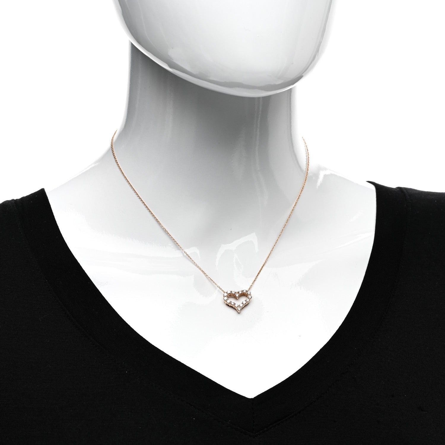 Tiffany 18K Rose Gold Diamond Small Heart Pendant Necklace 2 of 4