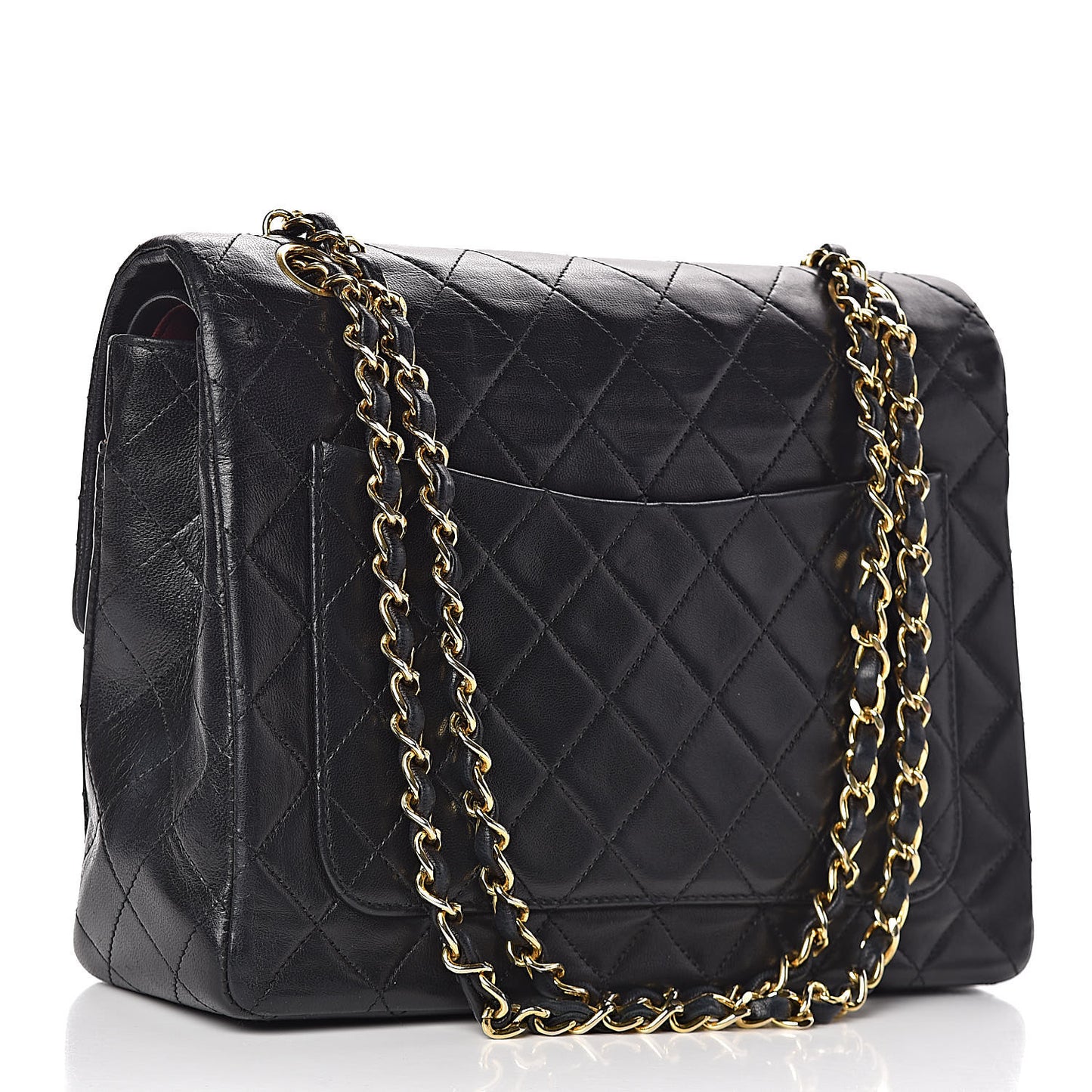 Lambskin Quilted Medium Double Flap Bag Black