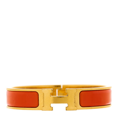 Hermes Enamel Narrow Clic Clac H Bracelet PM Orange 1 of 5