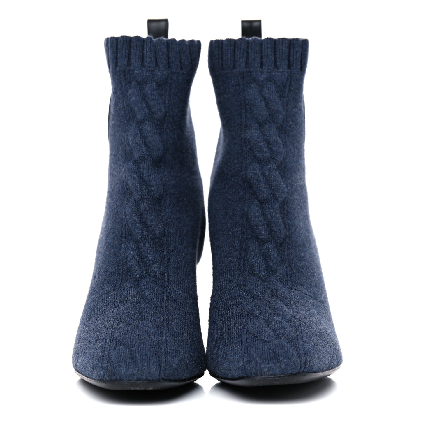Knit Calfskin Volver Ankle Boots 36.5 Bleu Fonce