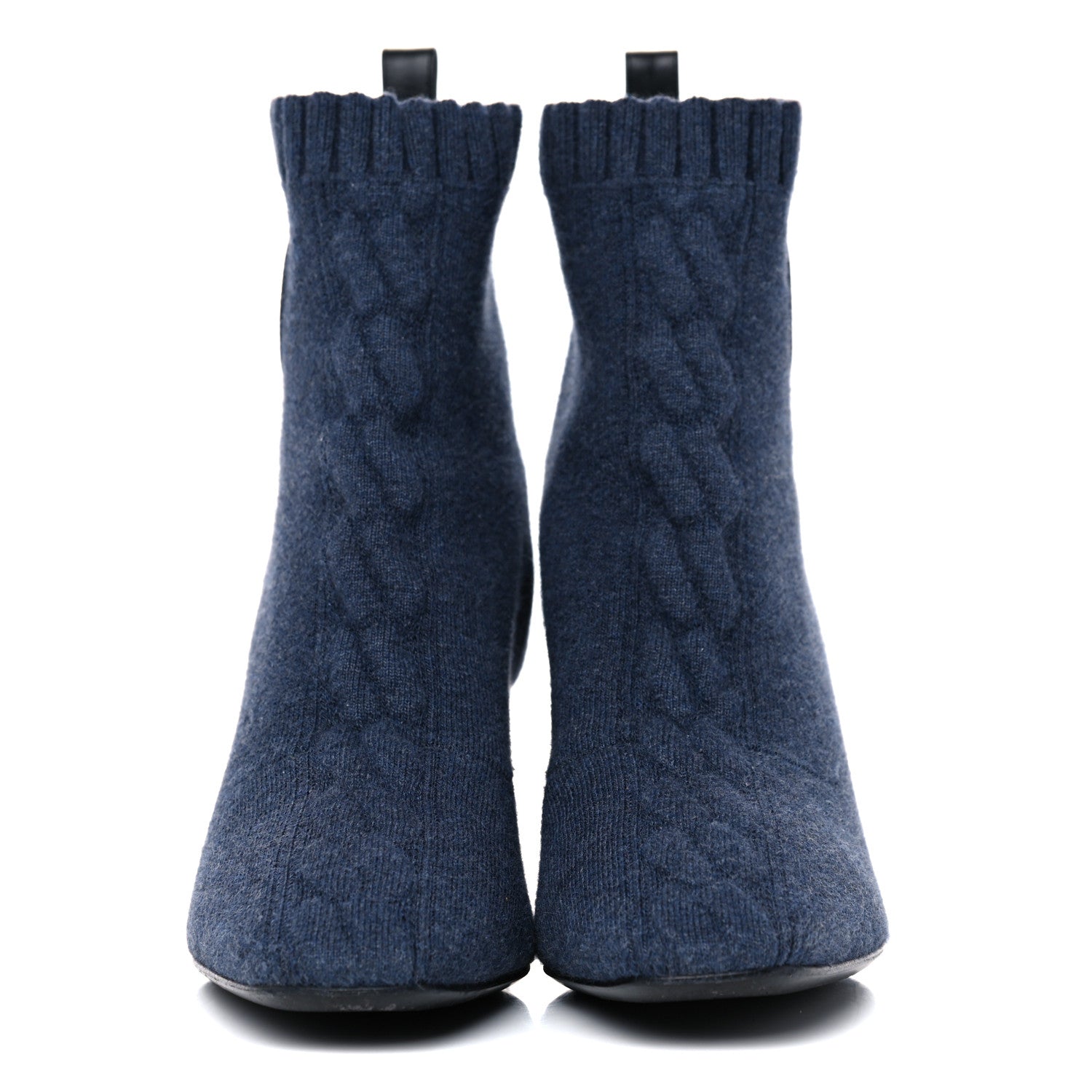 Hermes Knit Calfskin Volver Ankle Boots 36.5 Bleu Fonce 2 of 15
