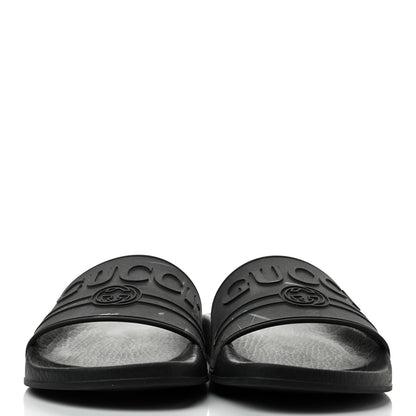 Gucci Rubber Womens Logo Slide Sandals 38 Black 2 of 7