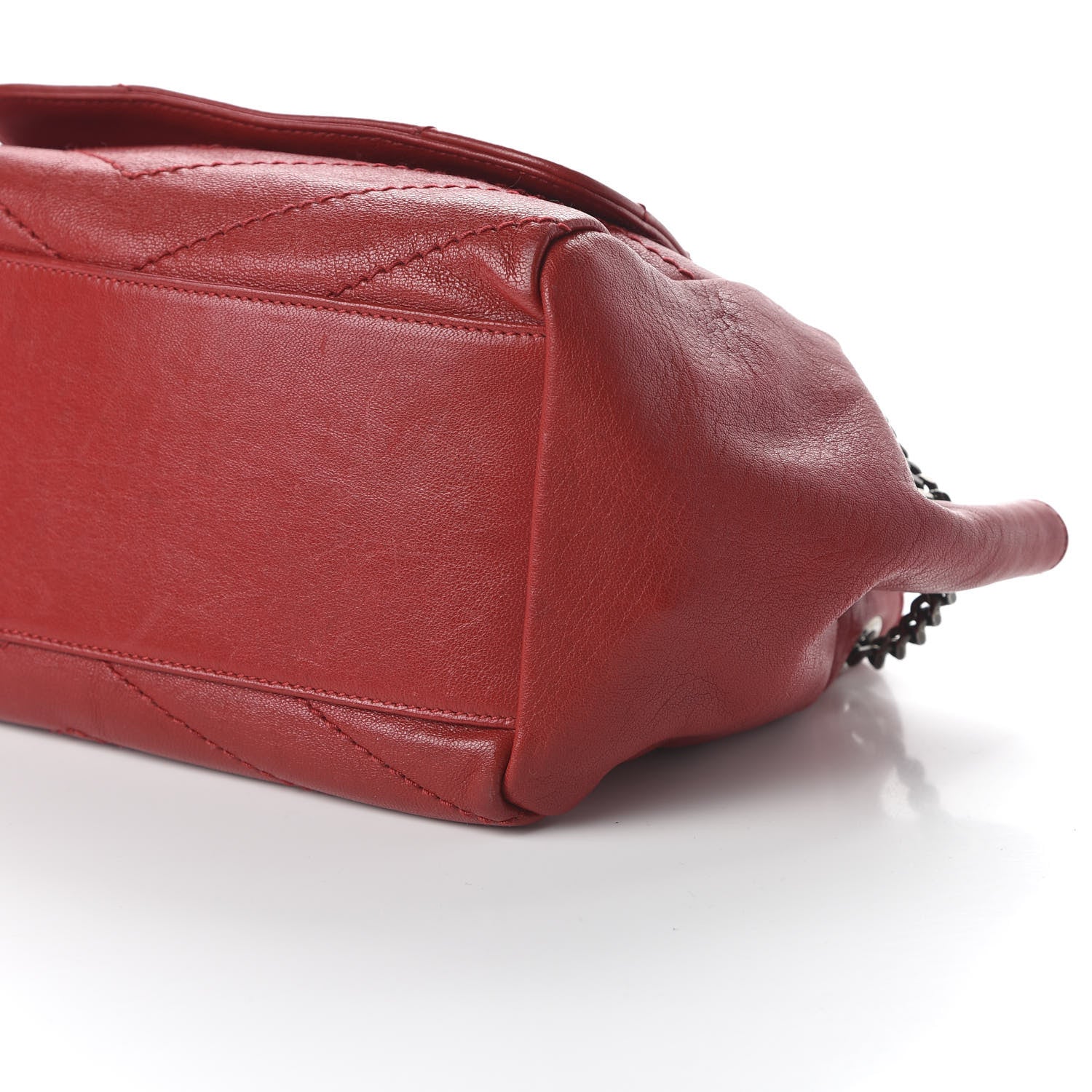 Saint Laurent Pebbled Lambskin Chevron Monogram Small Nolita Rouge 7 of 9