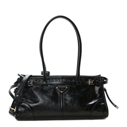 Prada Shiny Nappa Medium Shoulder Bag Black 1 of 10