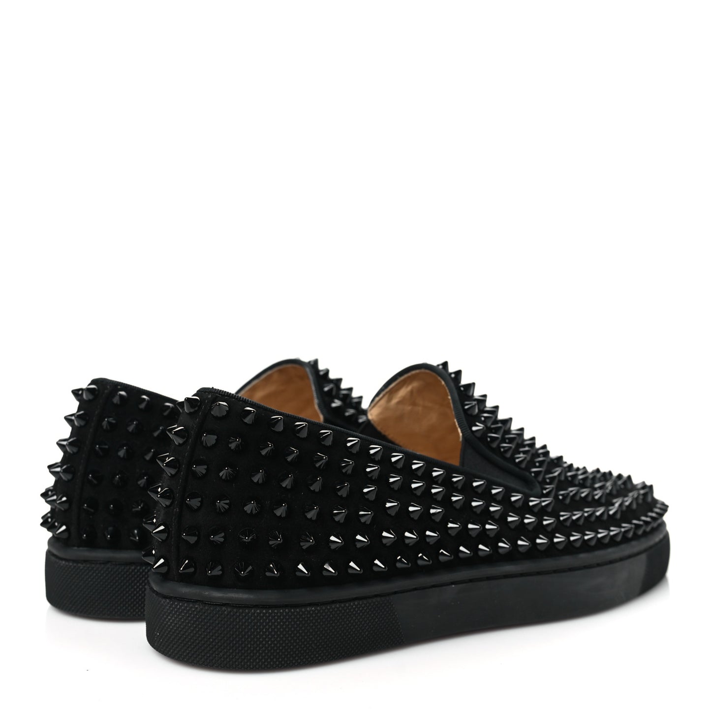 Suede Mens Roller Boat Spiked Flat Sneakers 39 Black