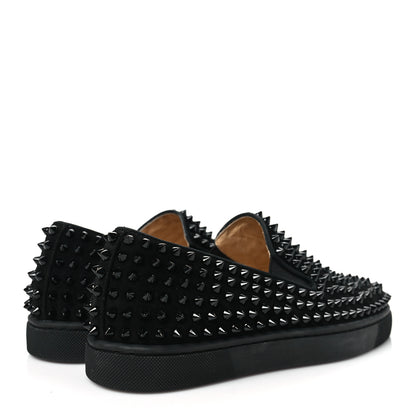 Christian Louboutin Suede Mens Roller Boat Spiked Flat Sneakers 39 Black 4 of 8