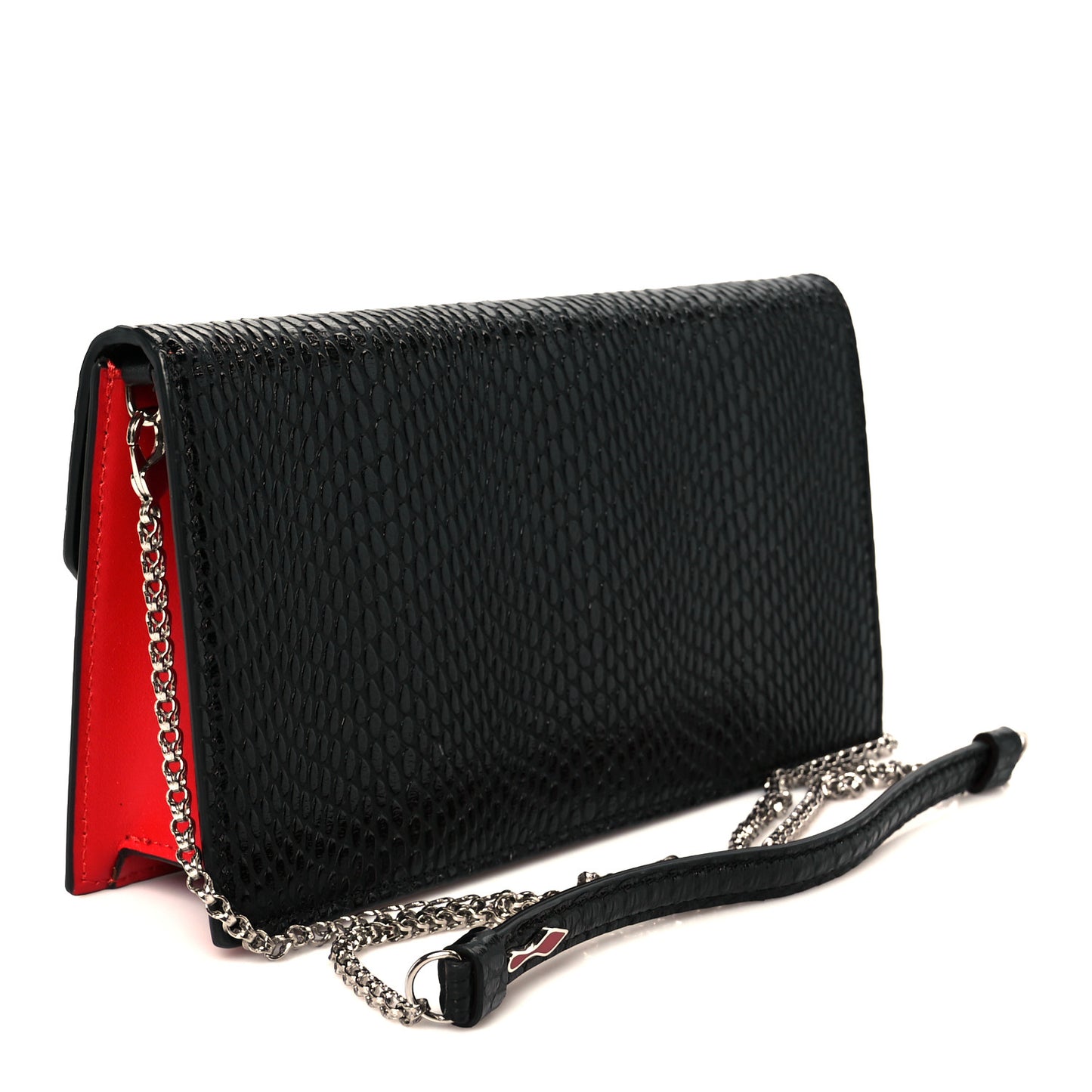 Jurassic Calfskin Embossed Loubi54 Crossbody Clutch Black