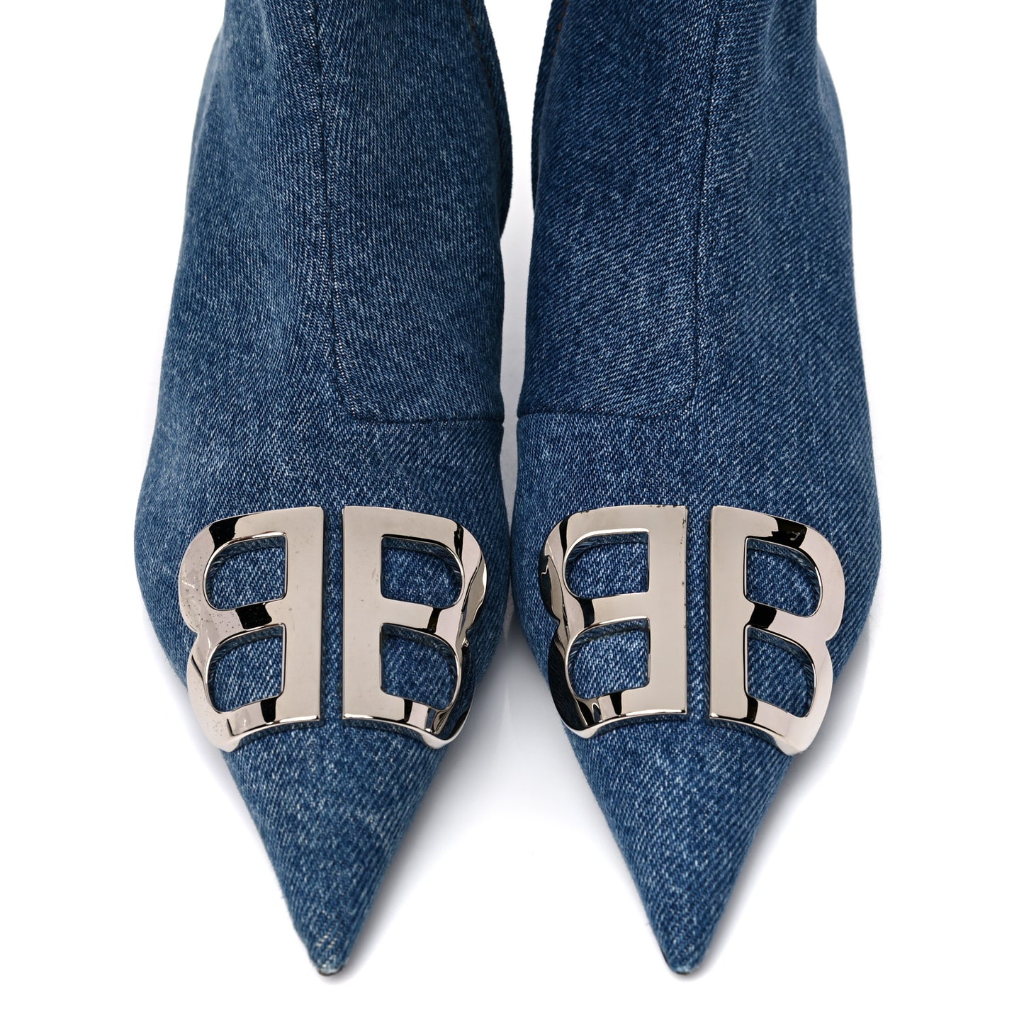 Denim BB Pointy Toe Ankle Booties 35.5 Light Bleu