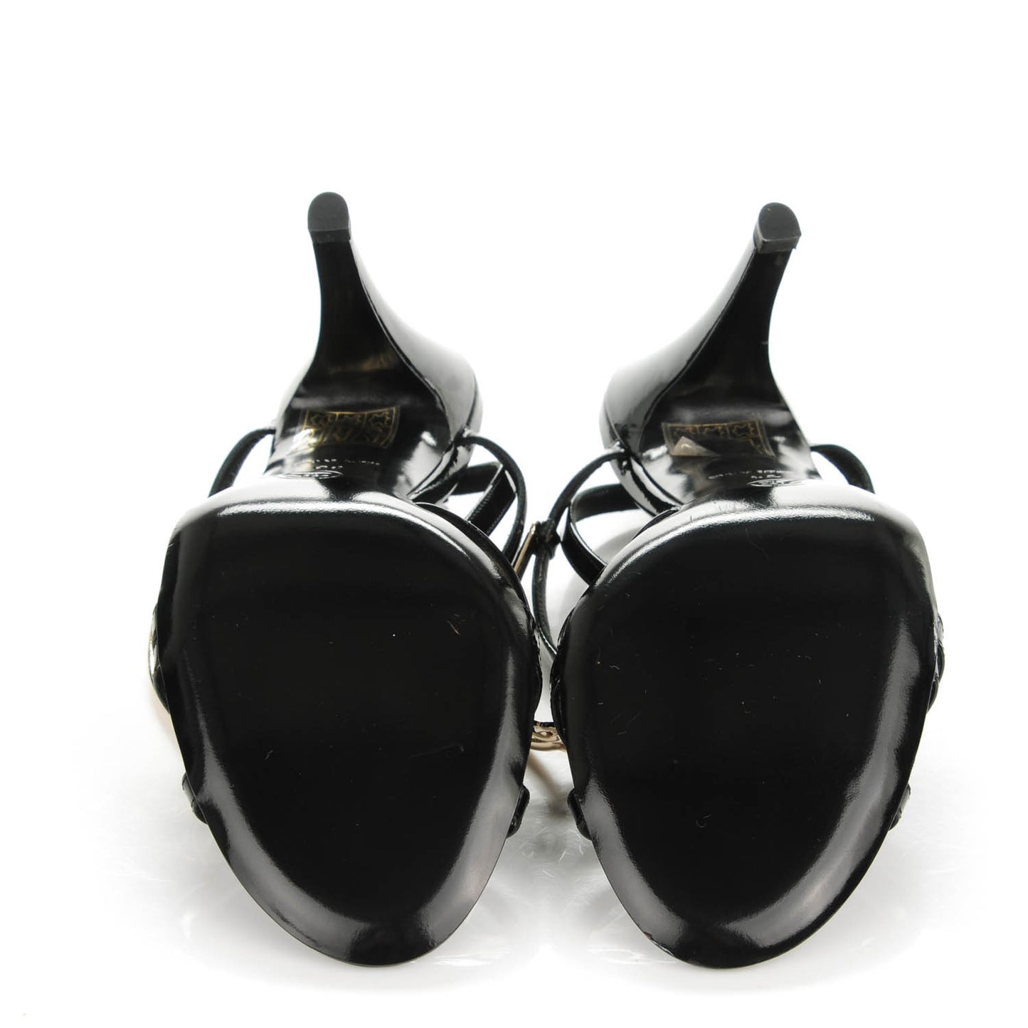 Patent CC Sandals 38 Black Gold