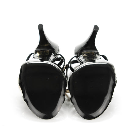 Chanel Patent CC Sandals 38 Black Gold 6 of 8