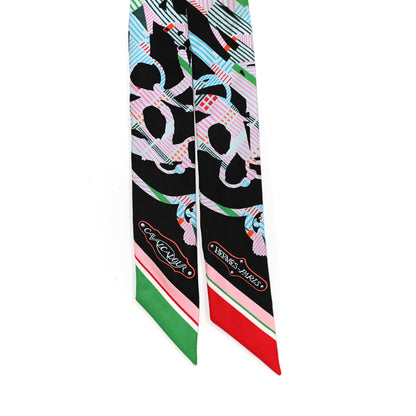 Hermes Silk Cavalcadour Morning Twilly Black Rouge Vert 2 of 5