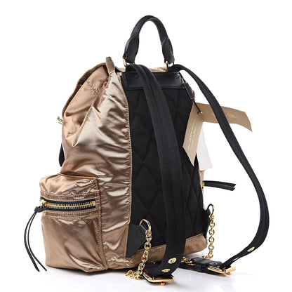 Burberry Metallic Satin Nylon Medium Rucksack Backpack Gold 3 of 9