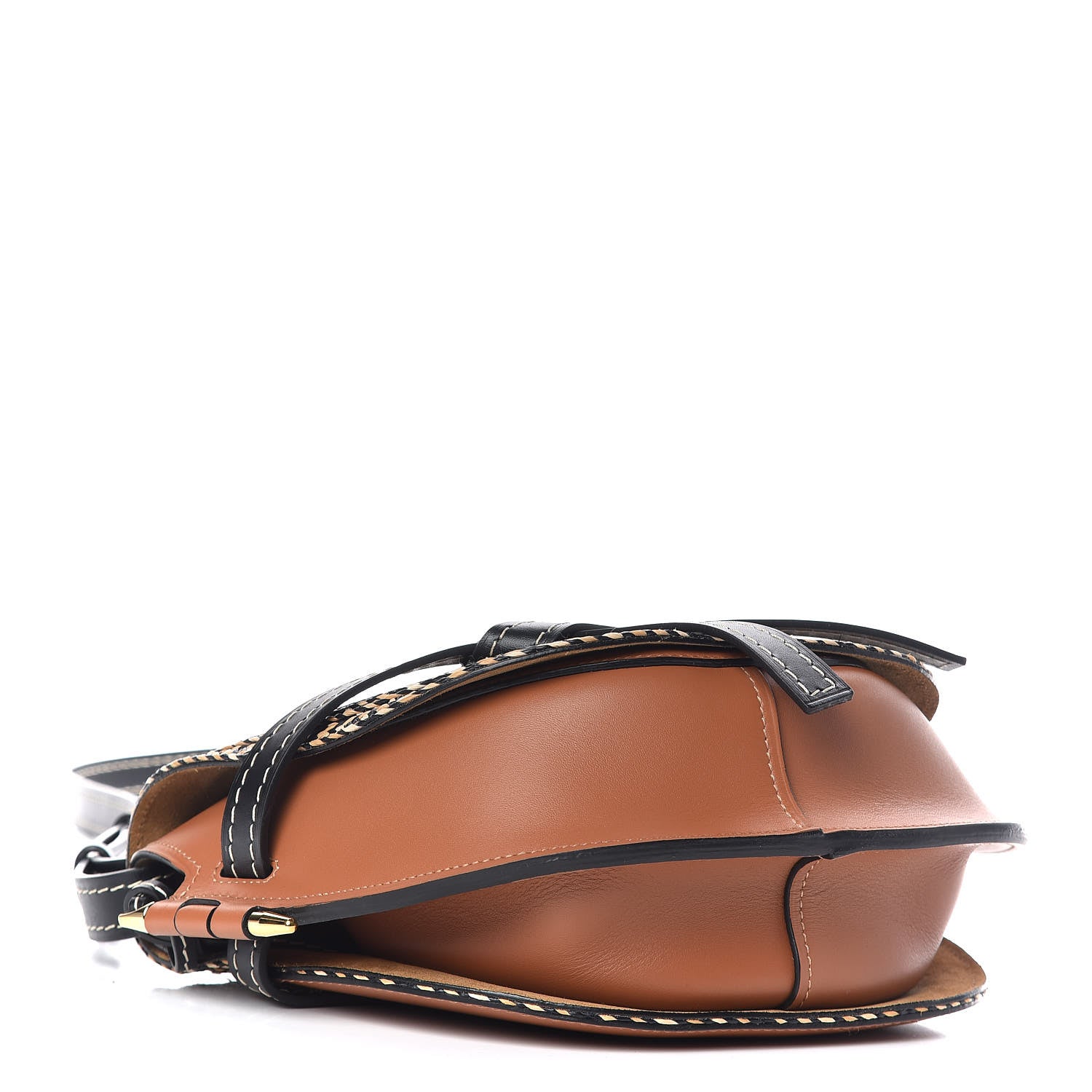 Loewe Calfskin Woven Raffia Small Gate Crossbody Bag Tan 4 of 8