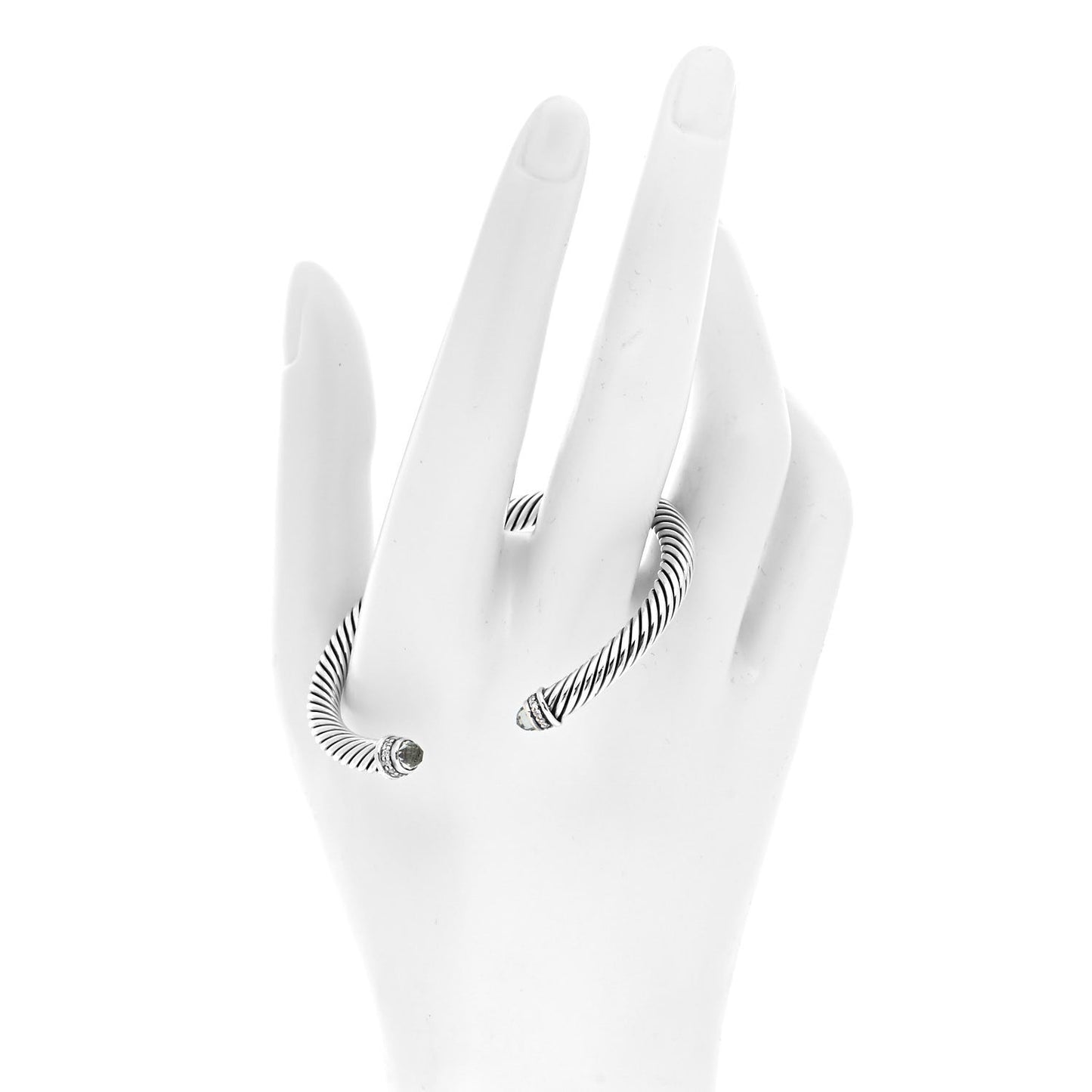 Sterling Silver Diamond Prasiolite 5mm Cable Classics Bracelet