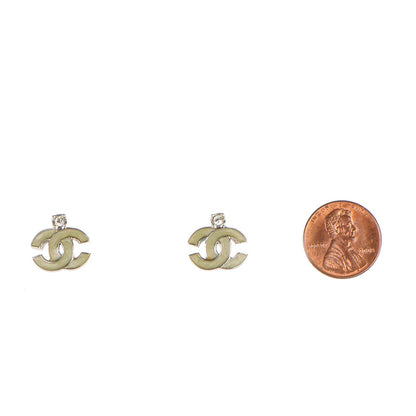 Chanel Enamel Crystal CC Earrings Silver 2 of 5