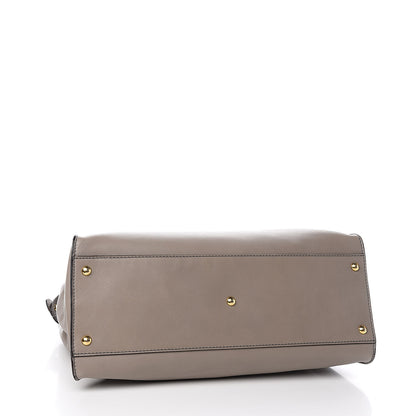 Fendi Vitello Seta Suede Plexiglass Tortoise Large Peekaboo Iconic Satchel Asfalto Marrone 4 of 11