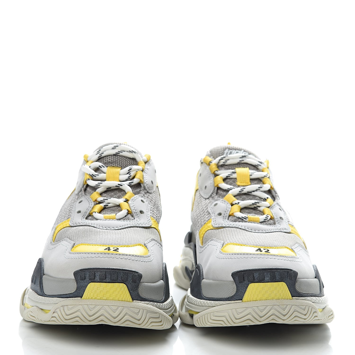 Balenciaga Fabric Mesh Mens Triple S Sneakers 38 Yellow Grey White 2 of 8