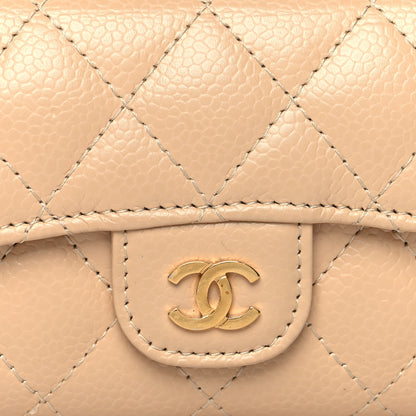 Chanel Caviar Quilted Flap Card Holder Wallet Beige 9 of 12