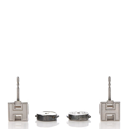 Hermes Palladium Cage d'H Earrings Rose Dragee 3 of 4