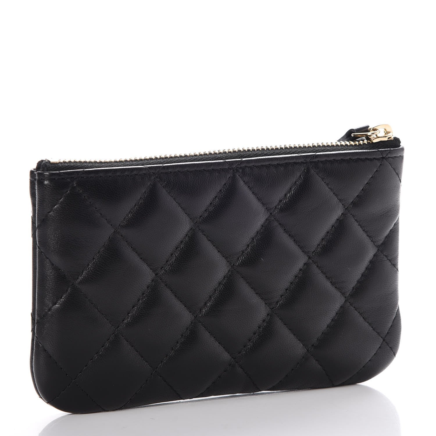 Chanel Lambskin Quilted Small Camellia Cosmetic Pouch Black White 3 of 8