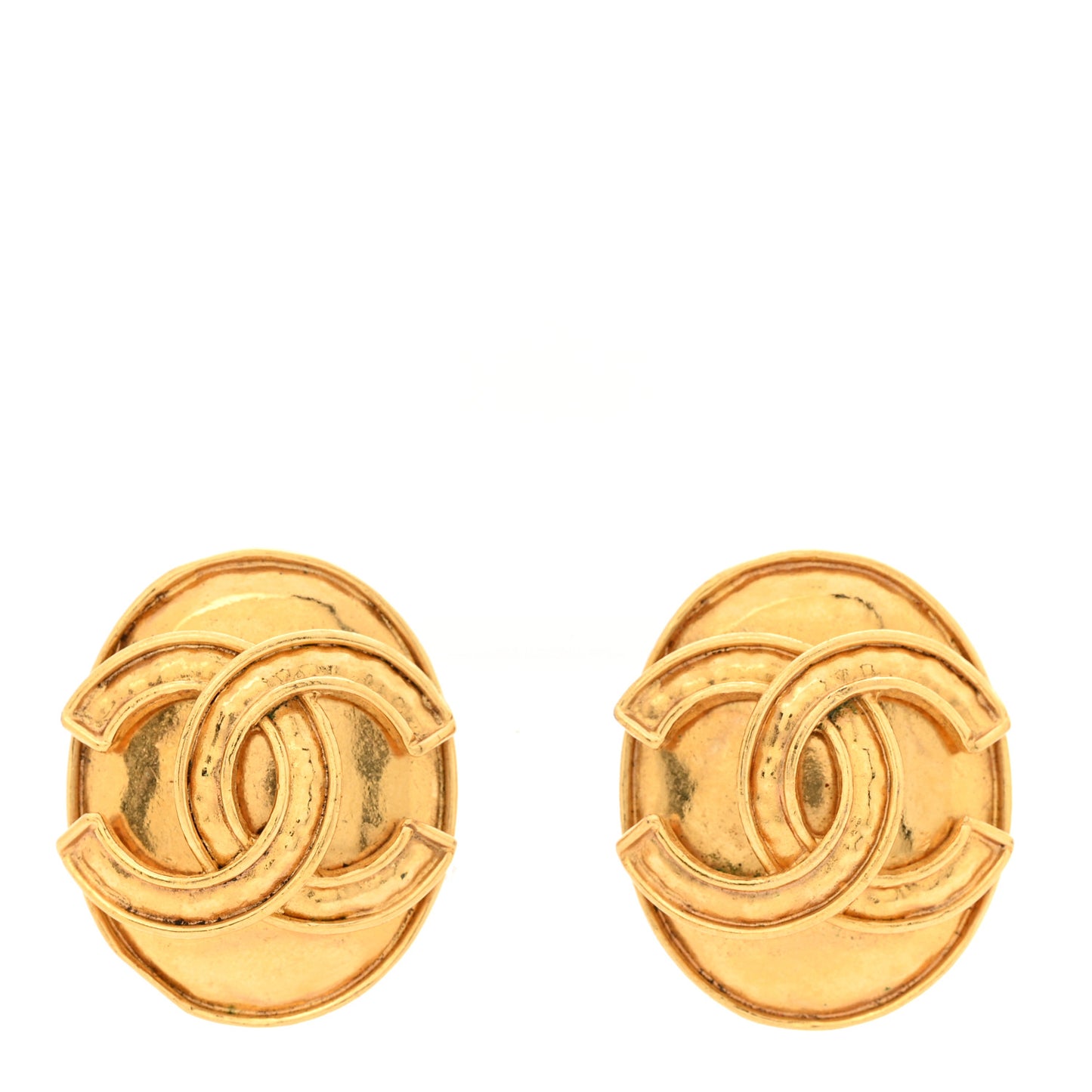 Oval CC Clip On Earrings Gold