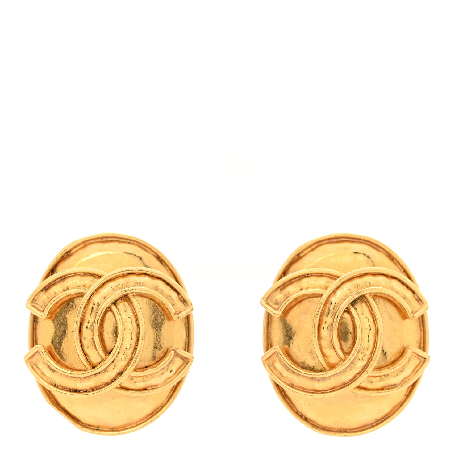 Chanel Oval CC Clip On Earrings Gold 1 of 4