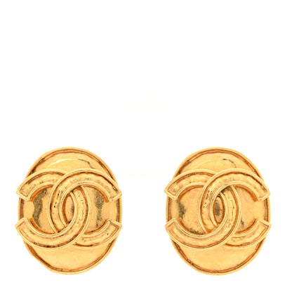 Chanel Oval CC Clip On Earrings Gold 1 of 4