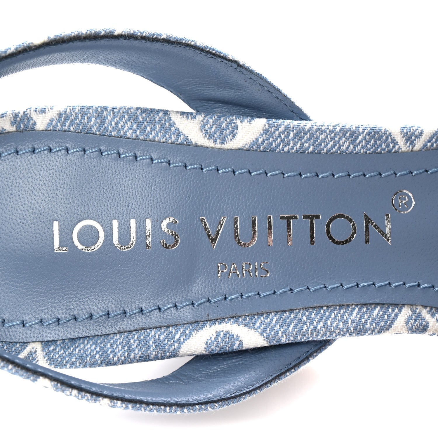 Louis Vuitton Monogram Jacquard Denim Platform Sandals 38.5 Blue 8 of 11