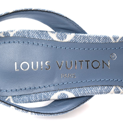 Louis Vuitton Monogram Jacquard Denim Platform Sandals 38.5 Blue 8 of 11