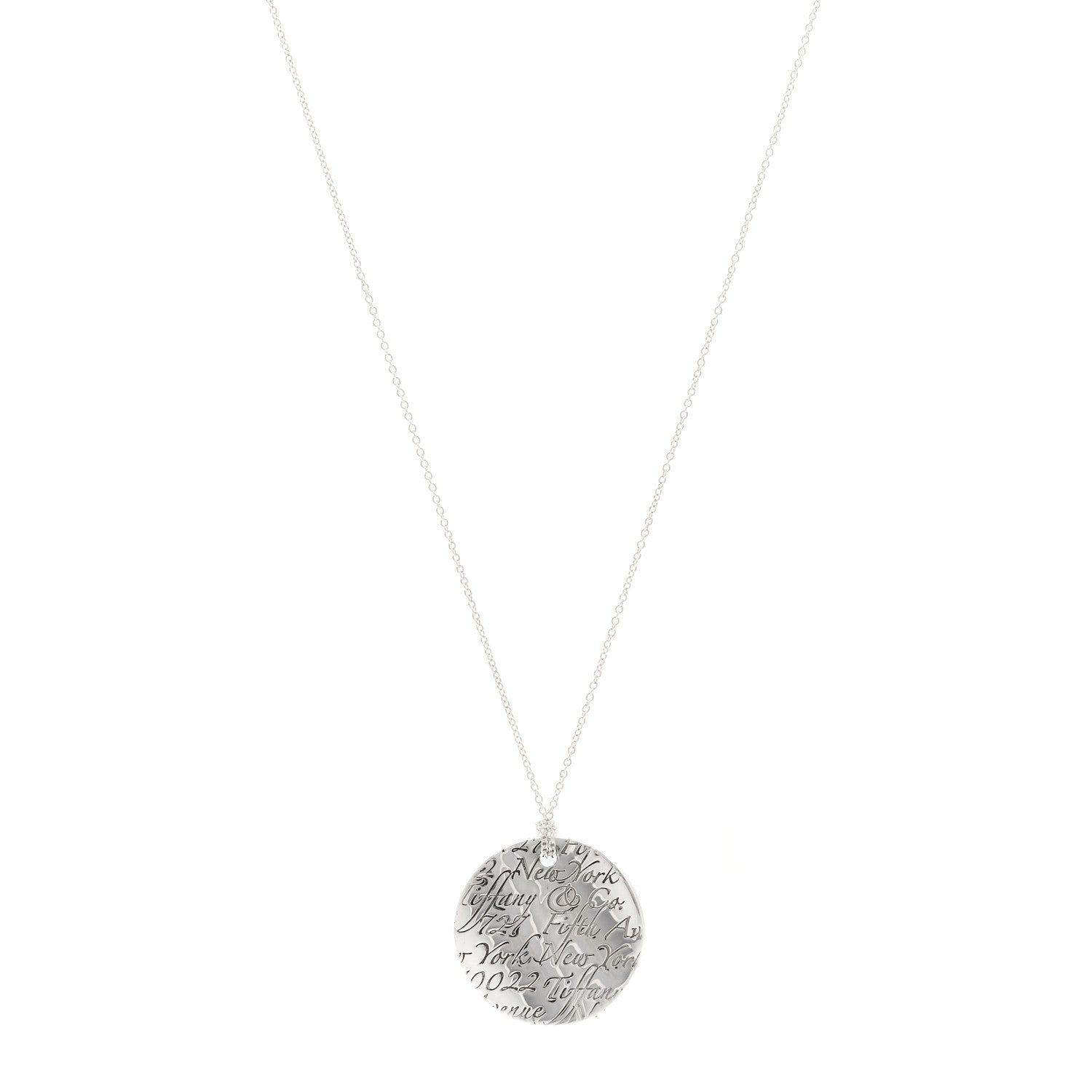 Tiffany Sterling Silver Notes Round Pendant Necklace 1 of 5