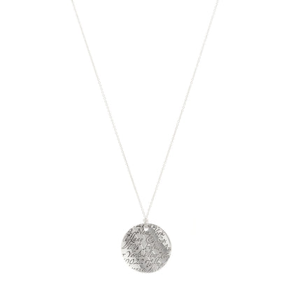 Tiffany Sterling Silver Notes Round Pendant Necklace 1 of 5