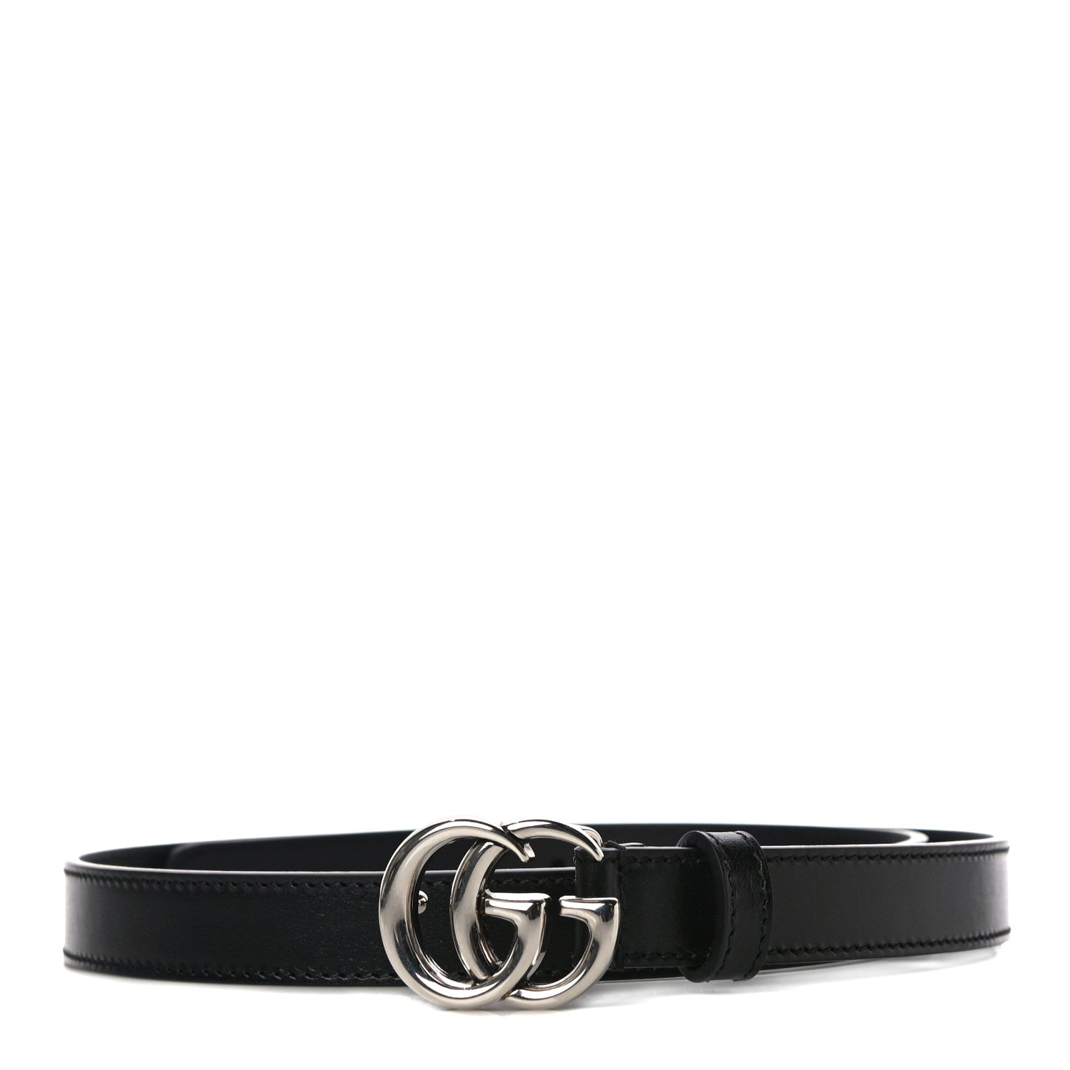 Gucci Plutone Calfskin Palladium Double G 20mm Belt 80 32 Black 1 of 7