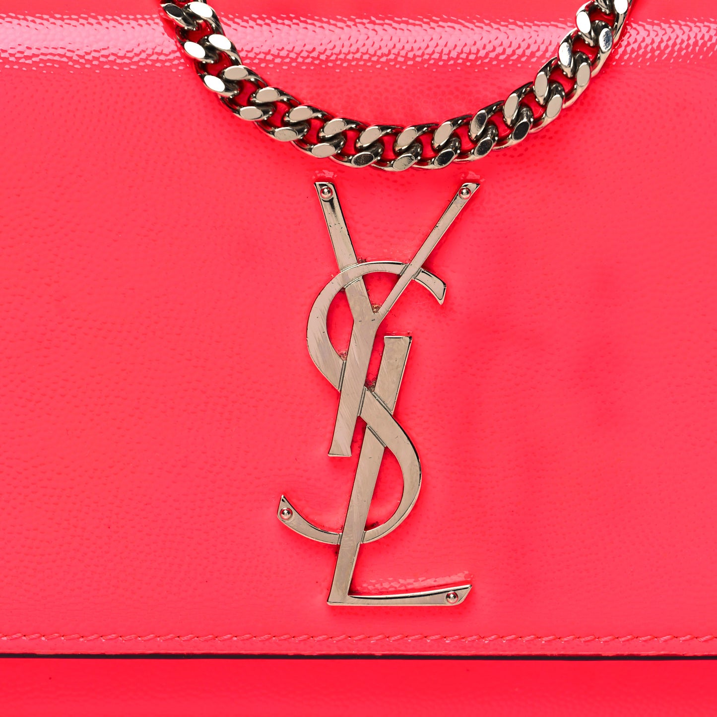 Patent Grain de Poudre Small Monogram Kate Satchel Neon Pink