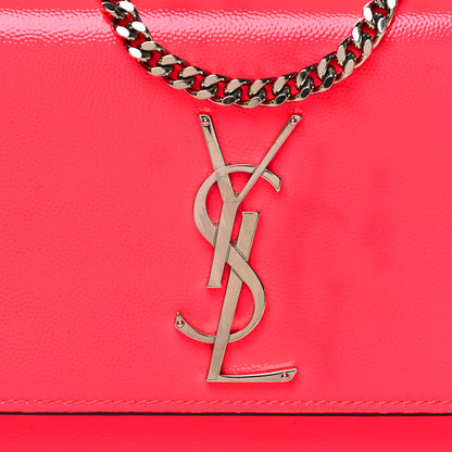Saint Laurent Patent Grain de Poudre Small Monogram Kate Satchel Neon Pink 7 of 12