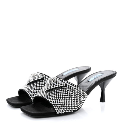 Prada Satin Crystal Logo 65mm Slide Sandals 38.5 Cristal 3 of 10