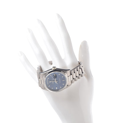 Rolex 18K White Gold Diamond 36mm Oyster Perpetual Day-Date President Watch Bright Blue 18239 2 of 6