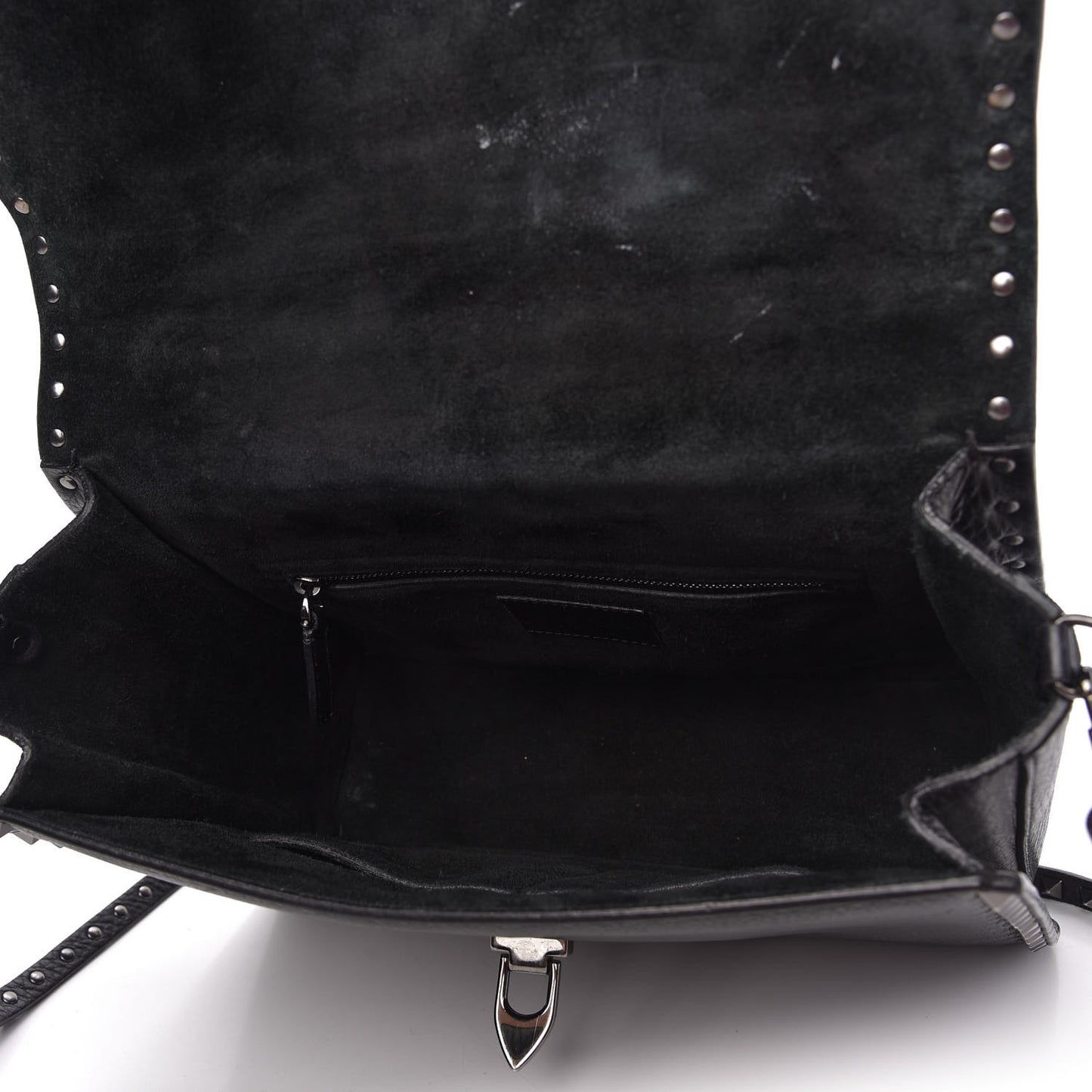 Alce Printed Calfskin Rockstud Top Handle Flap Shoulder Bag Black