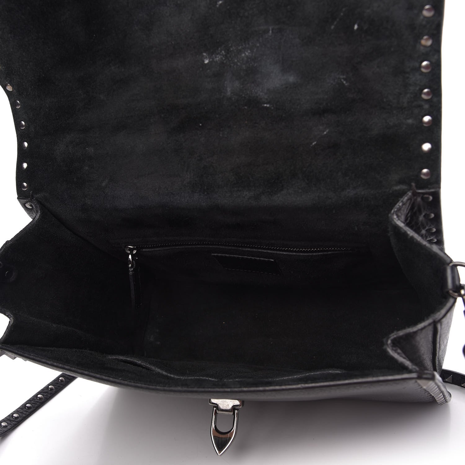 Valentino Garavani Alce Printed Calfskin Rockstud Top Handle Flap Shoulder Bag Black 5 of 9