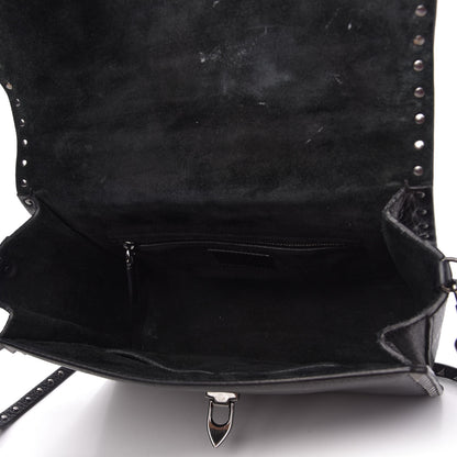 Valentino Garavani Alce Printed Calfskin Rockstud Top Handle Flap Shoulder Bag Black 5 of 9