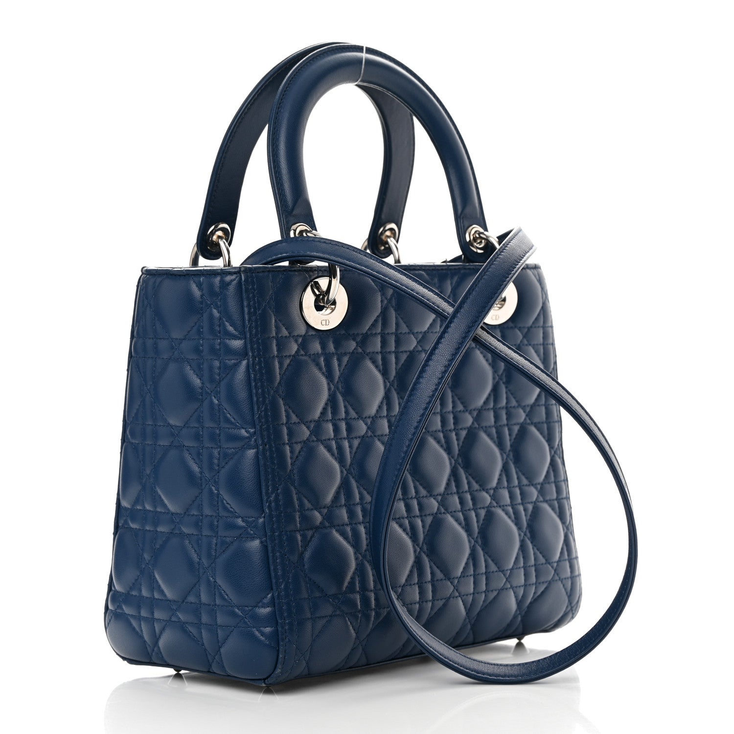 Christian Dior Lambskin Cannage Medium Lady Dior Blue 3 of 13