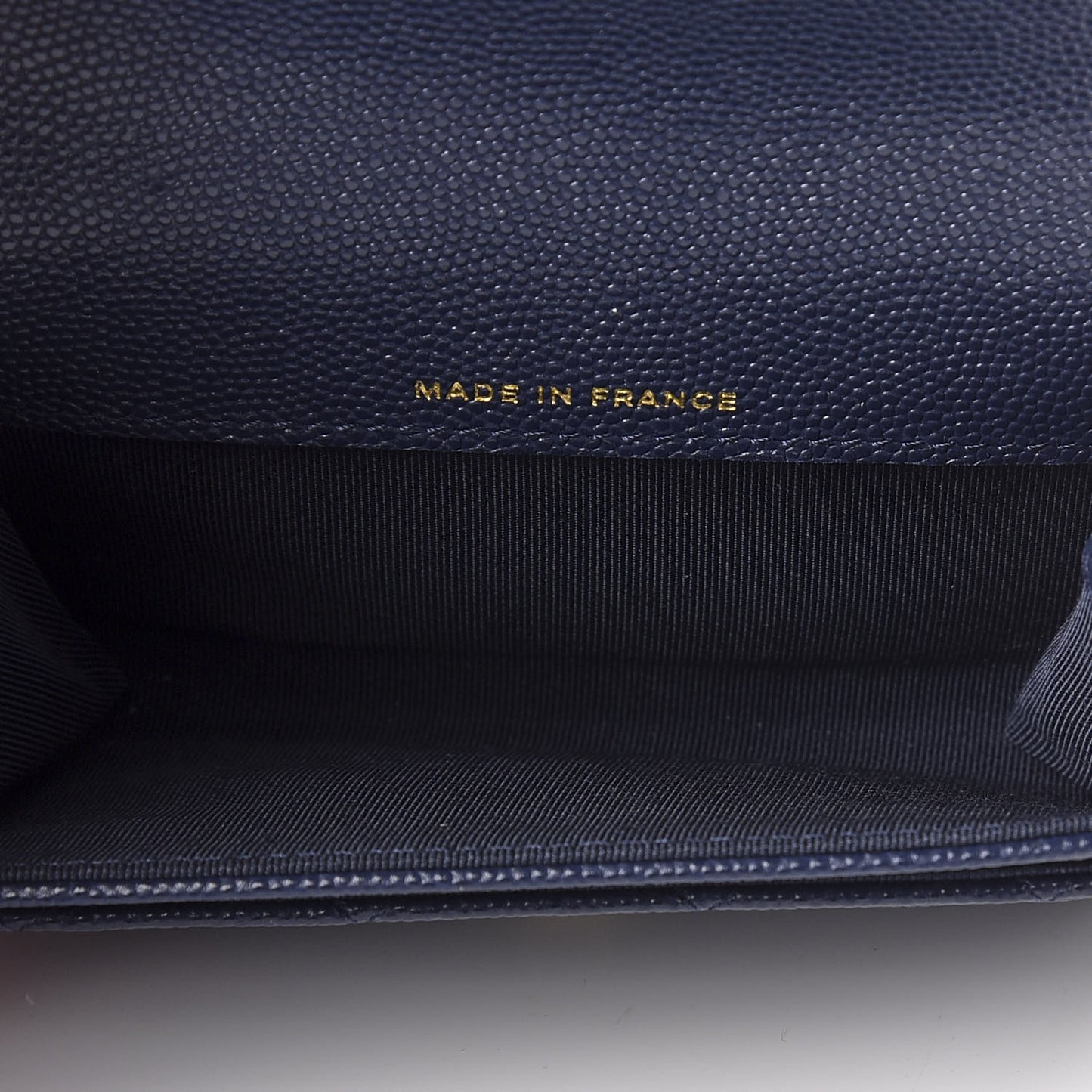 Caviar Quilted Flap Card Holder Wallet Navy Blue