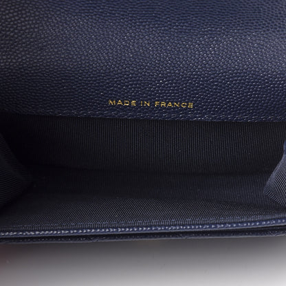 Chanel Caviar Quilted Flap Card Holder Wallet Navy Blue 5 of 8