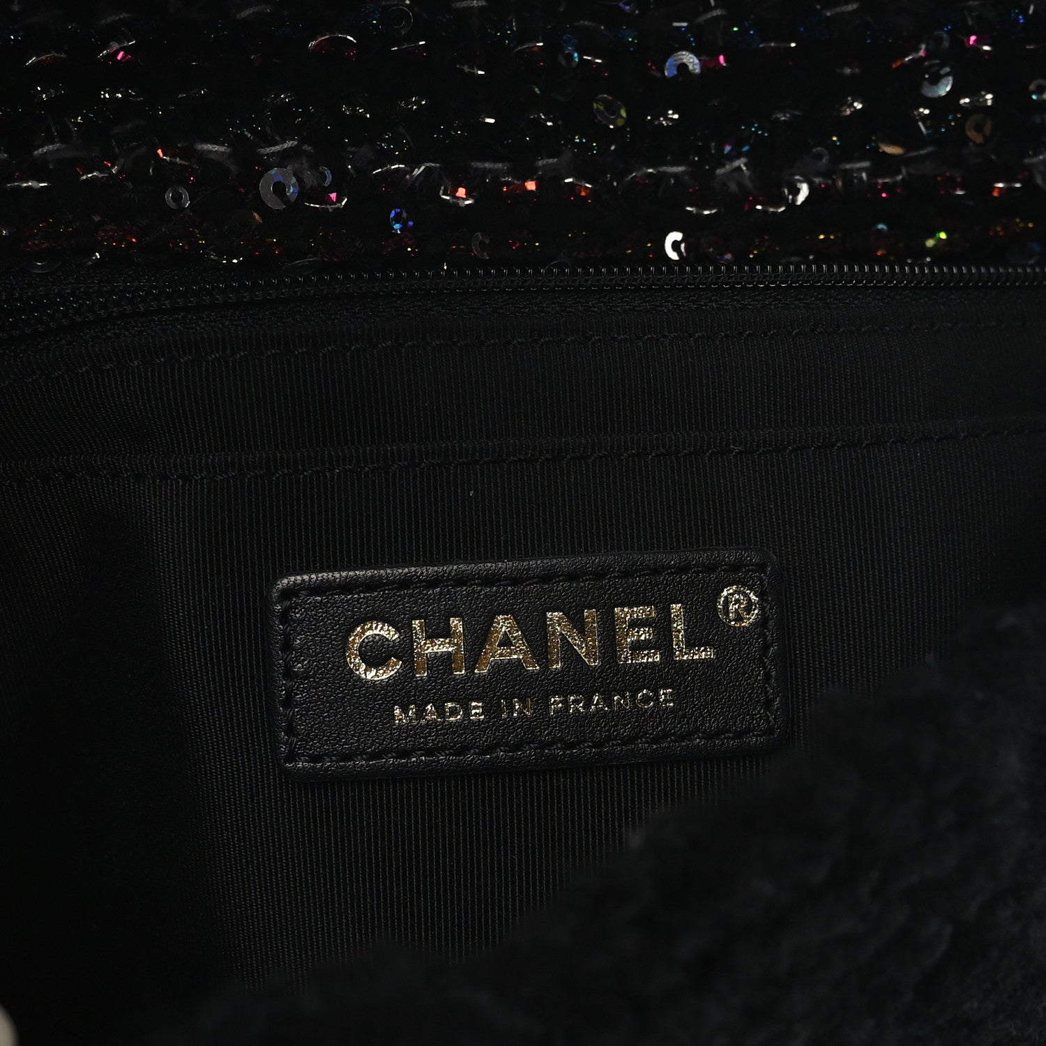 Chanel Shearling Sequin Tweed Quilted Single Flap Black 5 of 10