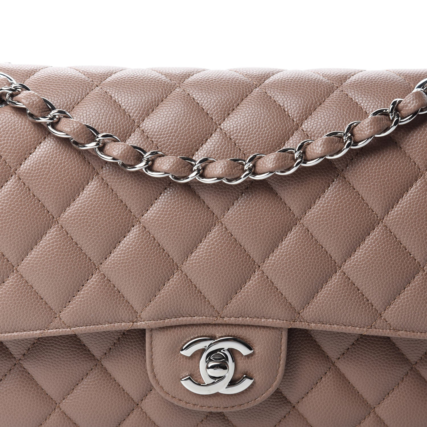 Chanel Caviar Quilted Medium Double Flap Dark Beige 12 of 13