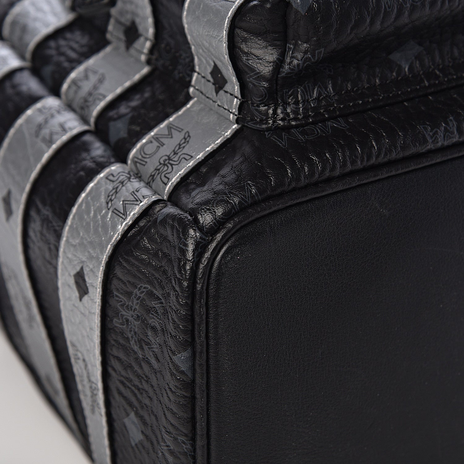 MCM Metallic Visetos Striped Medium Stark Backpack Silver Black 9 of 17